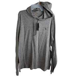 Polo Ralph Lauren Mens Hoodie Long Sleeve Gray Heather Hooded Tee Shirt $69‎ NWT